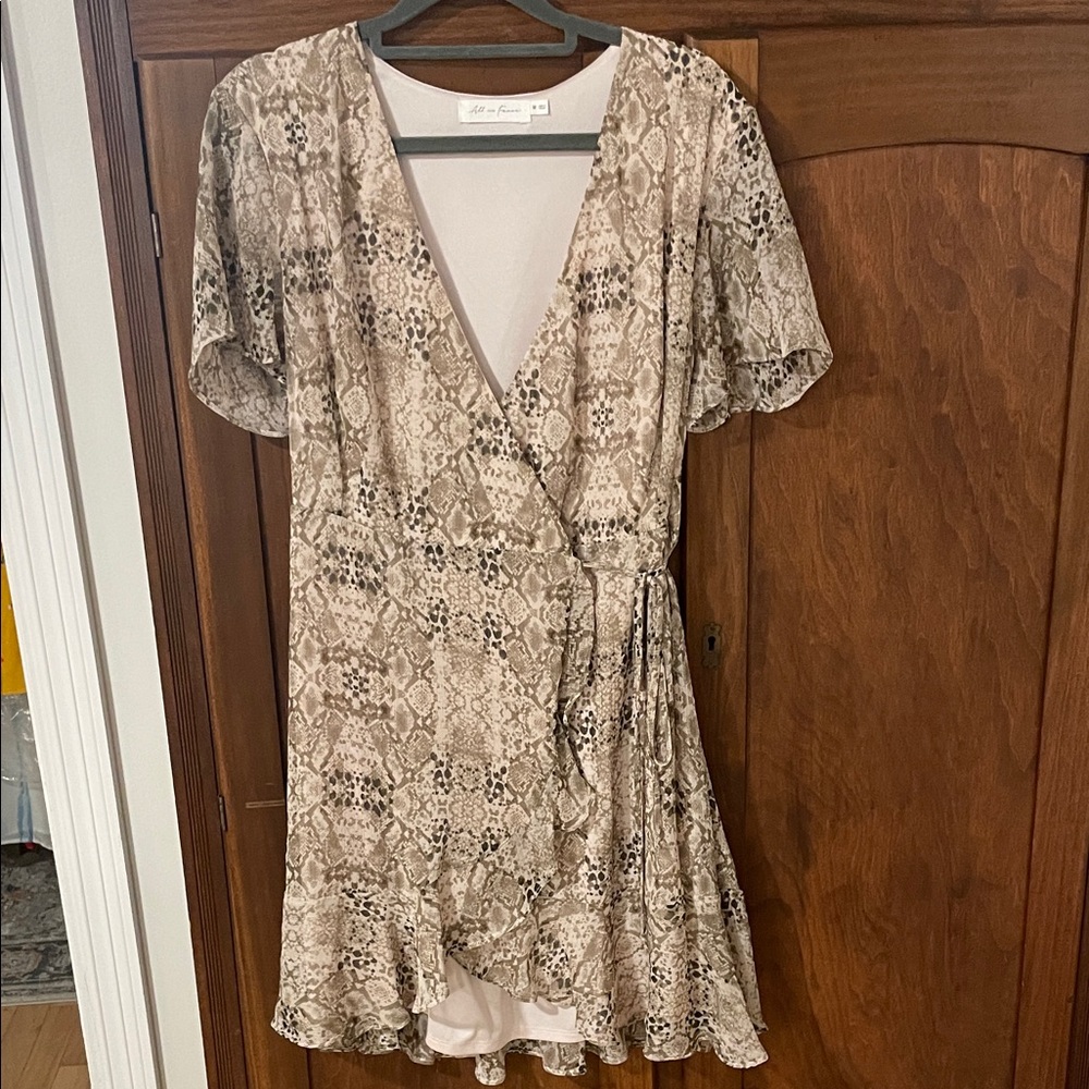 All in Favor Beige Snake Print Mini Dress